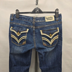 Rock & Roll Cowgirl Jeans Low Rise 32 x 34 Bootcut Embellished Pocket Denim