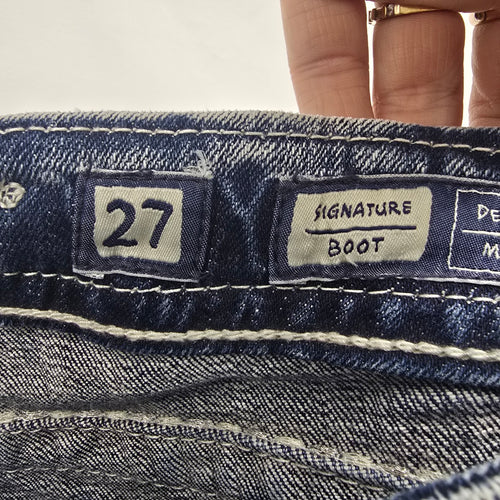 Miss Me Jeans Women’s 27 Signature Boot Embellished Flap Pocket Denim