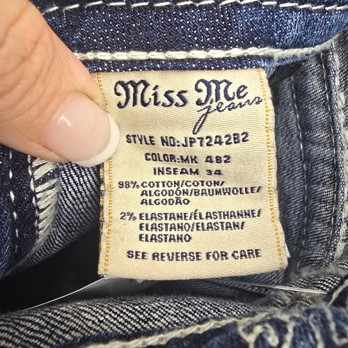 Miss Me Jeans Women’s 27 Signature Boot Embellished Flap Pocket Denim