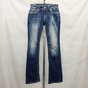 Miss Me Jeans Women’s 27 Signature Boot Embellished Flap Pocket Denim