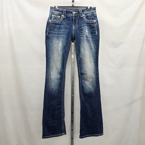 Miss Me Jeans Women’s 27 Signature Boot Embellished Flap Pocket Denim