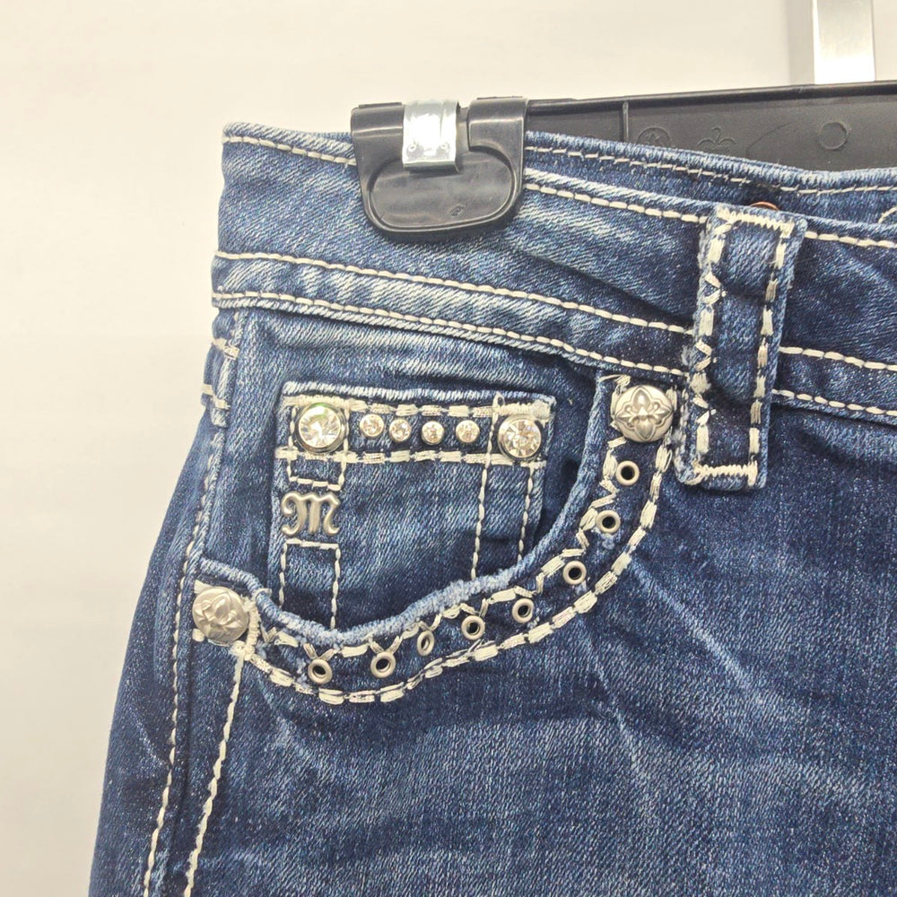 Miss Me Jeans Women’s 27 Signature Boot Embellished Flap Pocket Denim