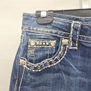 Miss Me Jeans Women’s 27 Signature Boot Embellished Flap Pocket Denim