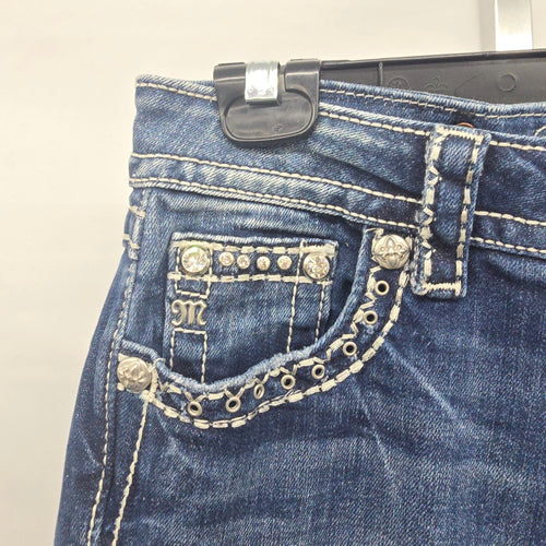 Miss Me Jeans Women’s 27 Signature Boot Embellished Flap Pocket Denim