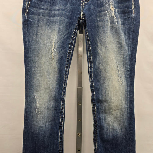 Miss Me Jeans Women’s 27 Signature Boot Embellished Flap Pocket Denim