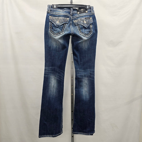Miss Me Jeans Women’s 27 Signature Boot Embellished Flap Pocket Denim
