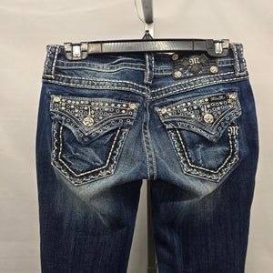 Miss Me Jeans Women’s 27 Signature Boot Embellished Flap Pocket Denim