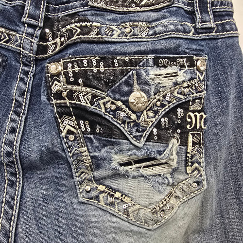 Miss Me Jeans Women’s 29 Bootcut Embellished Sequin Pocket Denim