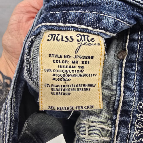 Miss Me Jeans Women’s 28 Bootcut Rhinestone Floral Pocket Denim