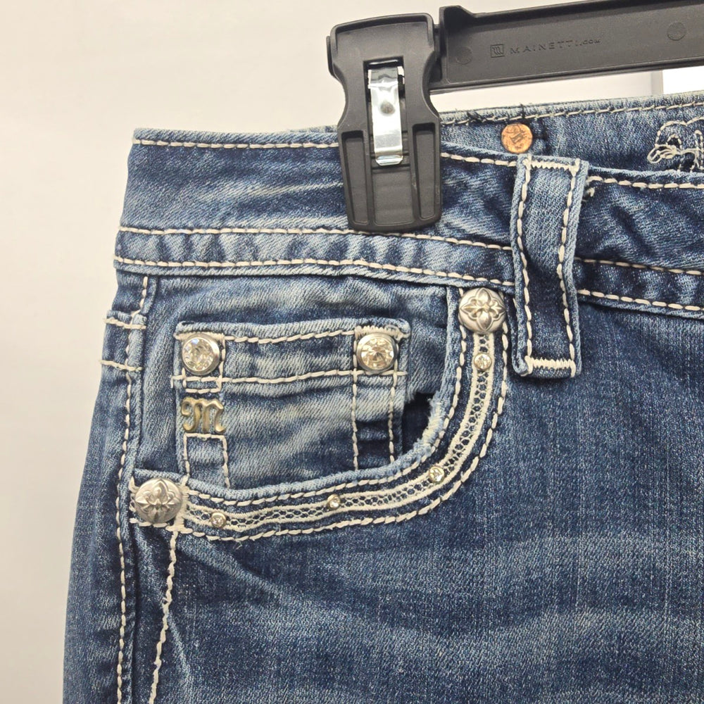 Miss Me Jeans Women’s 28 Bootcut Rhinestone Floral Pocket Denim
