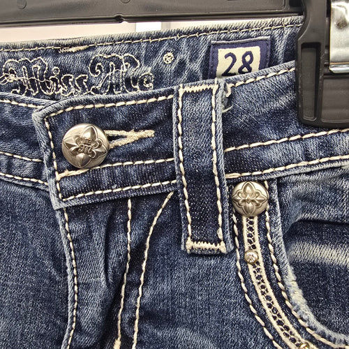 Miss Me Jeans Women’s 28 Bootcut Rhinestone Floral Pocket Denim