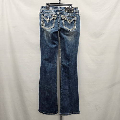 Miss Me Jeans Women’s 28 Bootcut Rhinestone Floral Pocket Denim