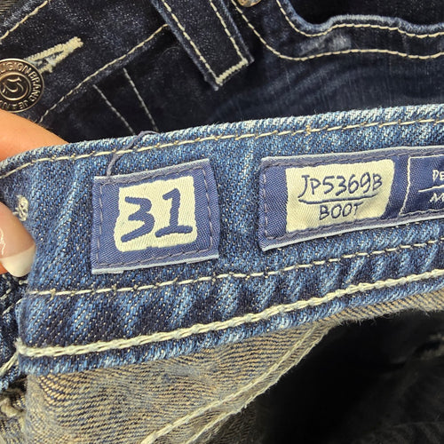Miss Me Jeans Women’s 31 Bootcut Rhinestone Cross Pocket Denim