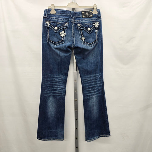 Miss Me Jeans Women’s 31 Bootcut Rhinestone Cross Pocket Denim