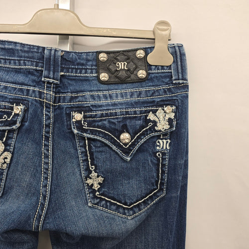 Miss Me Jeans Women’s 31 Bootcut Rhinestone Cross Pocket Denim