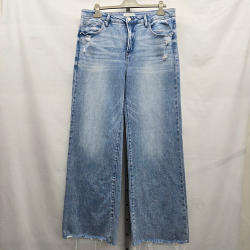 Risen Jeans Size 2XL Light Wash Distressed Wide Leg Raw Hem