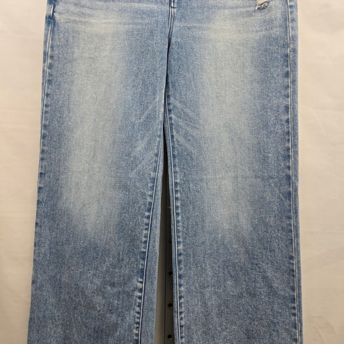 Risen Jeans Size 2XL Light Wash Distressed Wide Leg Raw Hem