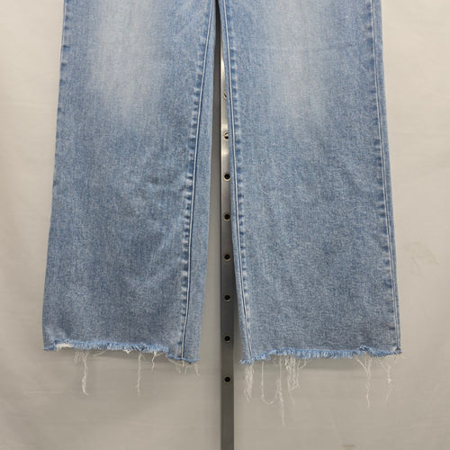 Risen Jeans Size 2XL Light Wash Distressed Wide Leg Raw Hem