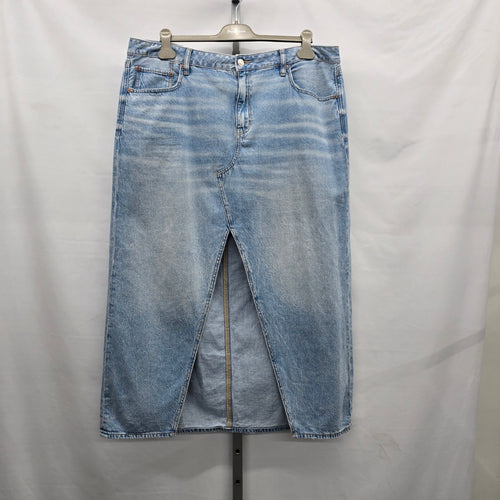 American Eagle Denim Midi Skirt Size 18 Light Wash Front Slit