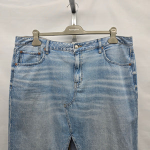 American Eagle Denim Midi Skirt Size 18 Light Wash Front Slit
