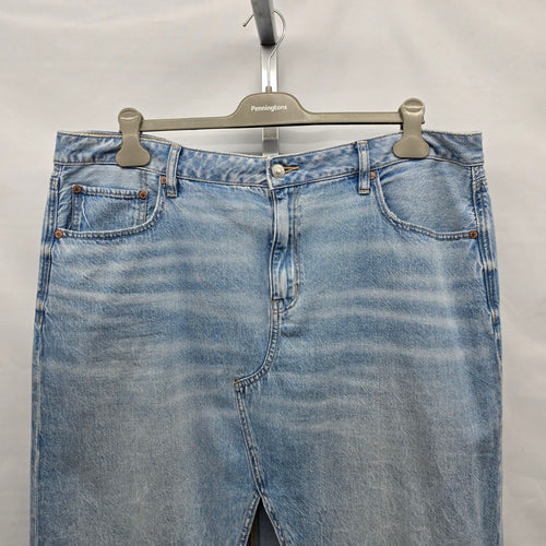 American Eagle Denim Midi Skirt Size 18 Light Wash Front Slit