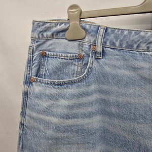 American Eagle Denim Midi Skirt Size 18 Light Wash Front Slit