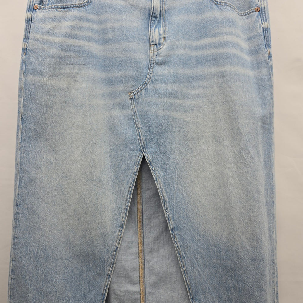 American Eagle Denim Midi Skirt Size 18 Light Wash Front Slit