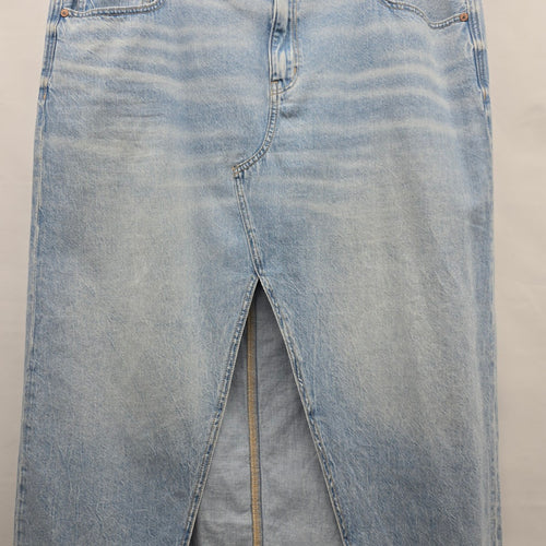 American Eagle Denim Midi Skirt Size 18 Light Wash Front Slit