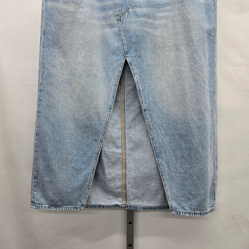 American Eagle Denim Midi Skirt Size 18 Light Wash Front Slit