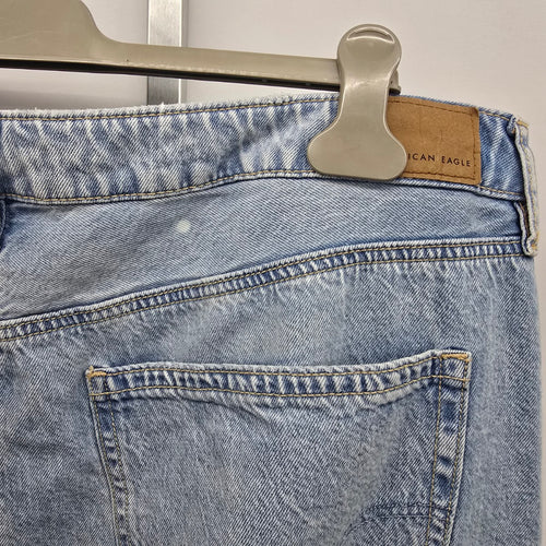 American Eagle Denim Midi Skirt Size 18 Light Wash Front Slit