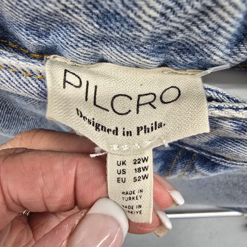 Pilcro Denim Maxi Skirt Size 18W Light Wash Front Slit