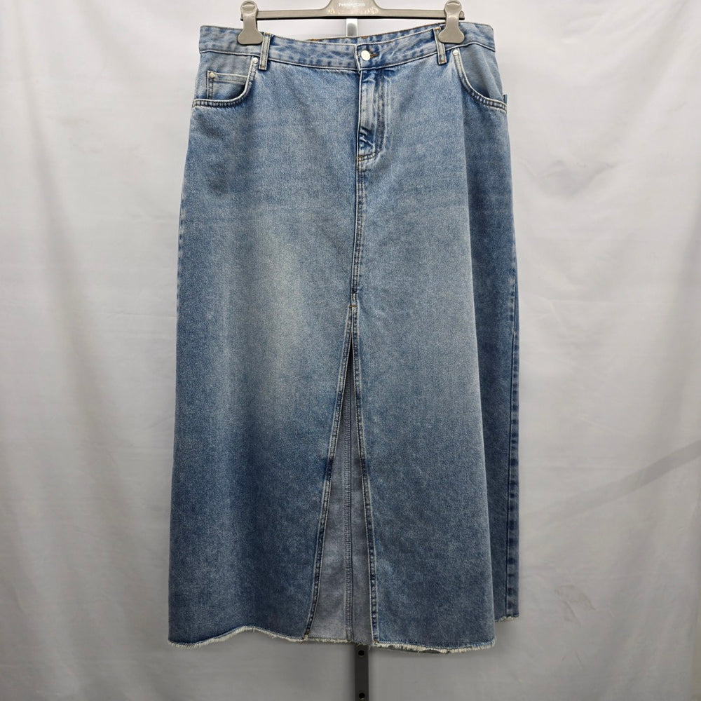 Pilcro Denim Maxi Skirt Size 18W Light Wash Front Slit