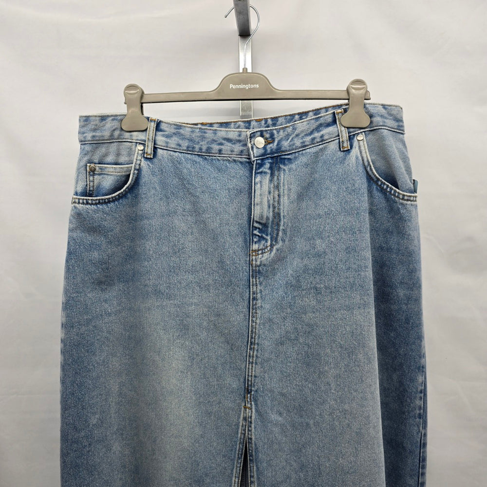 Pilcro Denim Maxi Skirt Size 18W Light Wash Front Slit