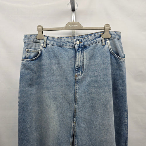 Pilcro Denim Maxi Skirt Size 18W Light Wash Front Slit
