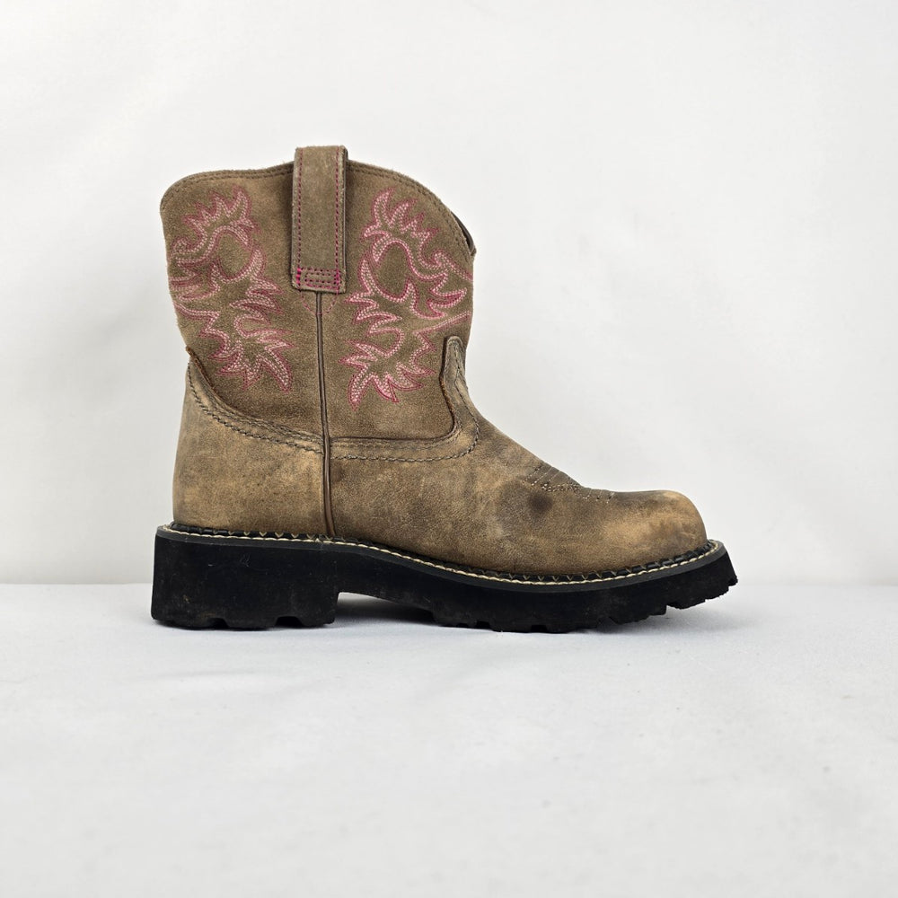 Ariat Fatbaby Women’s Brown Western Boots Pink Stitching Size 7.5