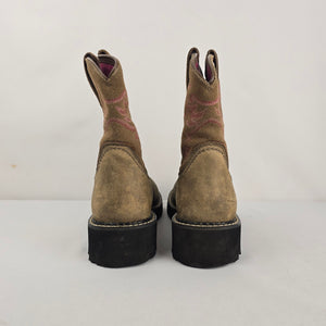 Ariat Fatbaby Women’s Brown Western Boots Pink Stitching Size 7.5