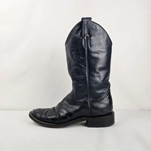 Vintage Larry Mahan Black Leather Cowboy Boots Women’s Size 6