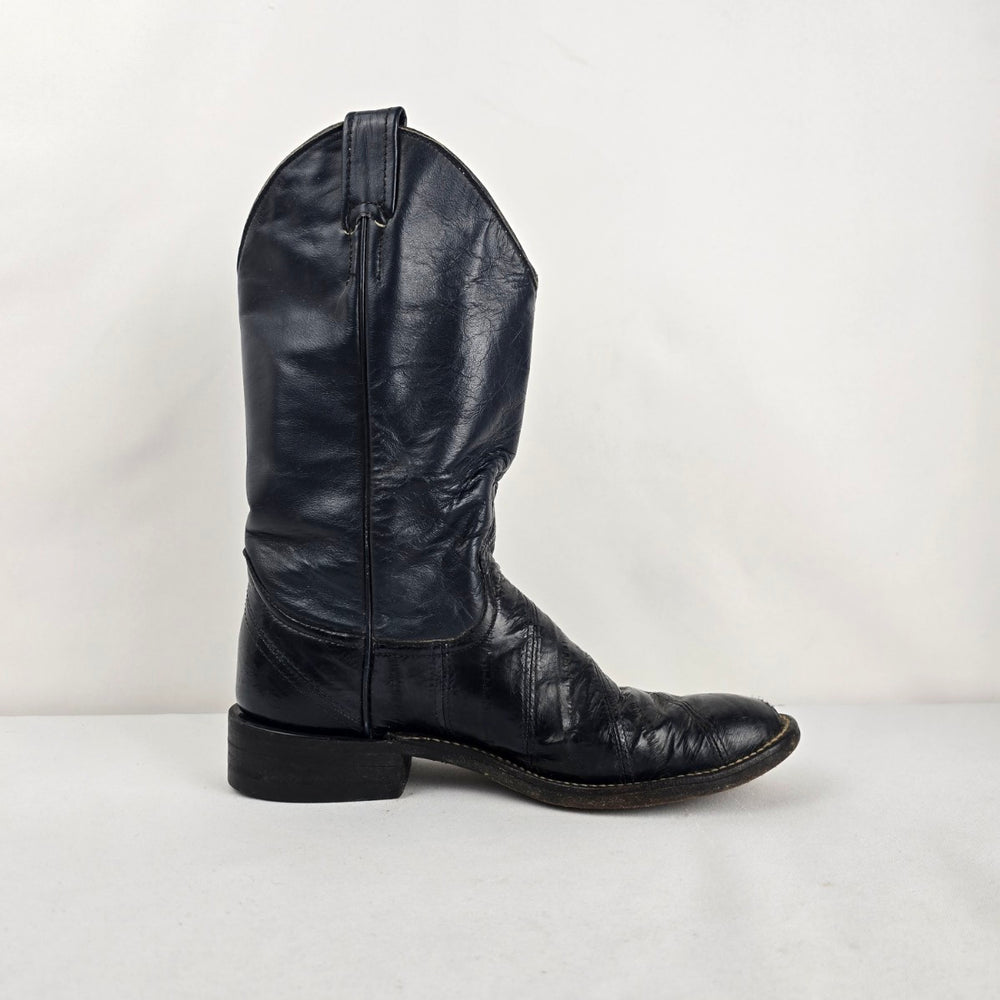 Vintage Larry Mahan Black Leather Cowboy Boots Women’s Size 6