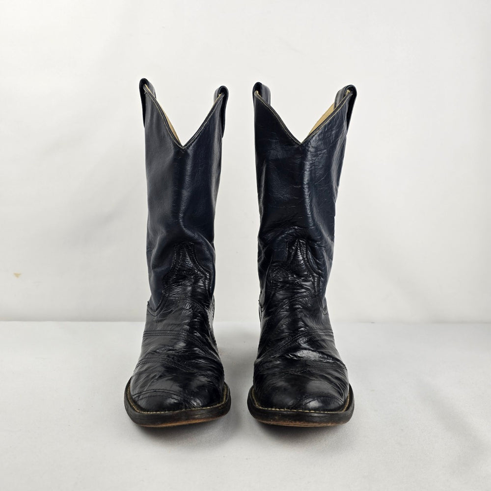 Vintage Larry Mahan Black Leather Cowboy Boots Women’s Size 6