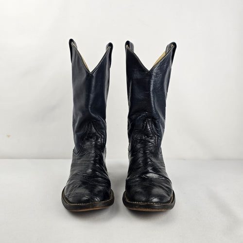 Vintage Larry Mahan Black Leather Cowboy Boots Women’s Size 6