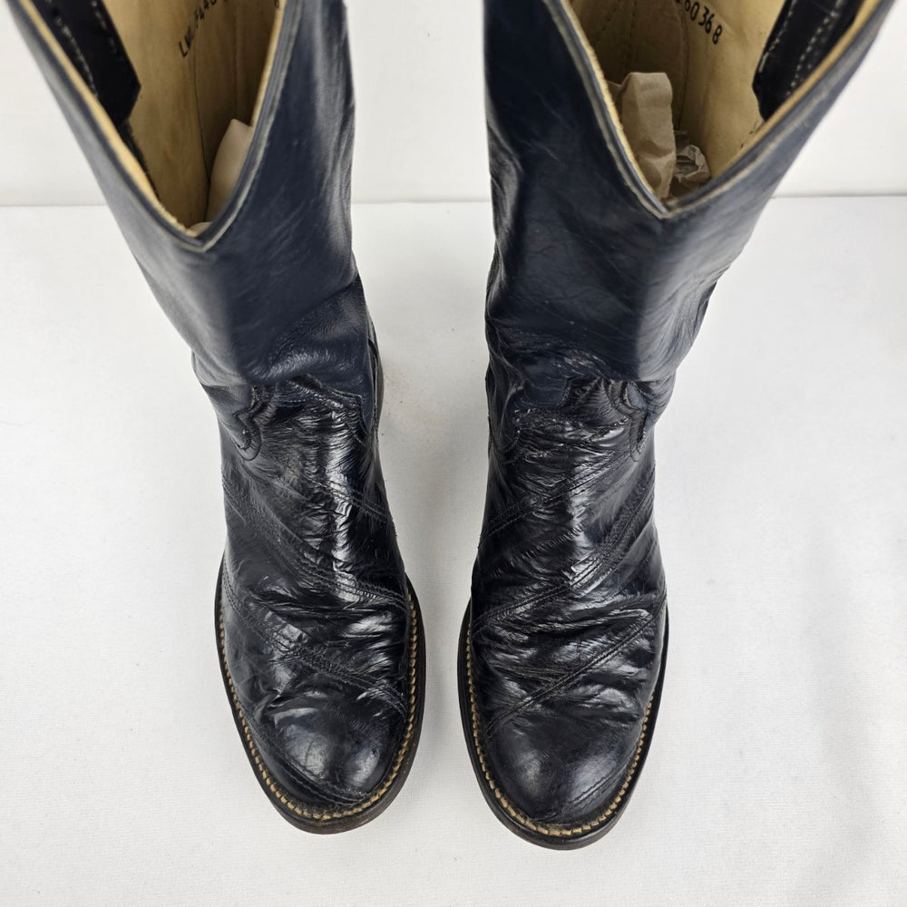 Vintage Larry Mahan Black Leather Cowboy Boots Women’s Size 6