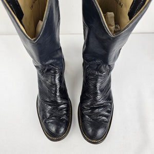 Vintage Larry Mahan Black Leather Cowboy Boots Women’s Size 6