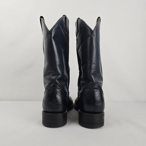 Vintage Larry Mahan Black Leather Cowboy Boots Women’s Size 6
