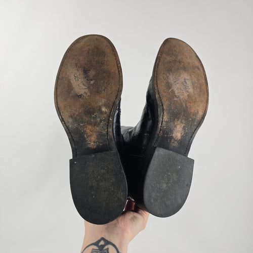 Vintage Larry Mahan Black Leather Cowboy Boots Women’s Size 6