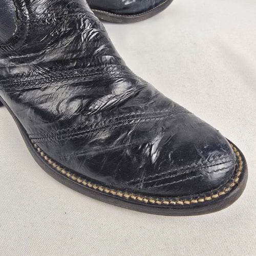 Vintage Larry Mahan Black Leather Cowboy Boots Women’s Size 6