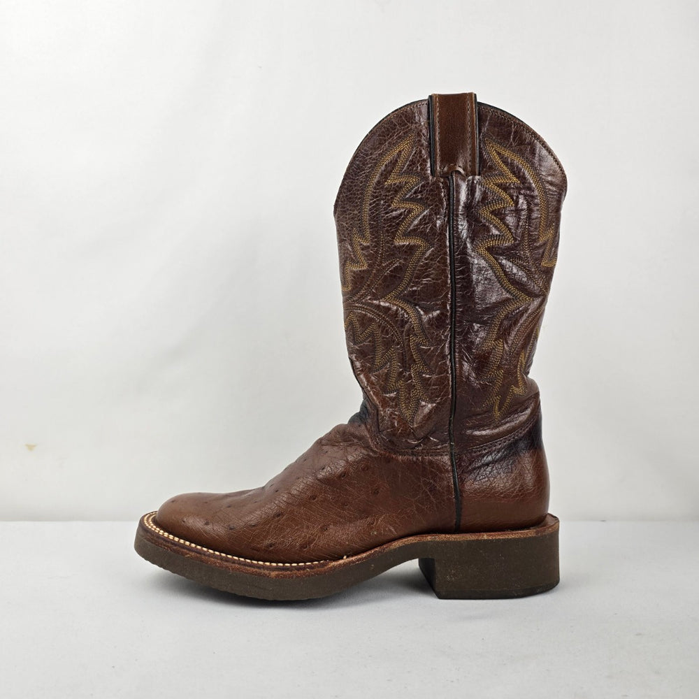 Justin Women’s Brown Ostrich Quill Western Cowboy Boots Size 6.5