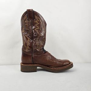 Justin Women’s Brown Ostrich Quill Western Cowboy Boots Size 6.5