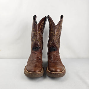 Justin Women’s Brown Ostrich Quill Western Cowboy Boots Size 6.5