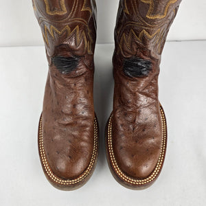 Justin Women’s Brown Ostrich Quill Western Cowboy Boots Size 6.5