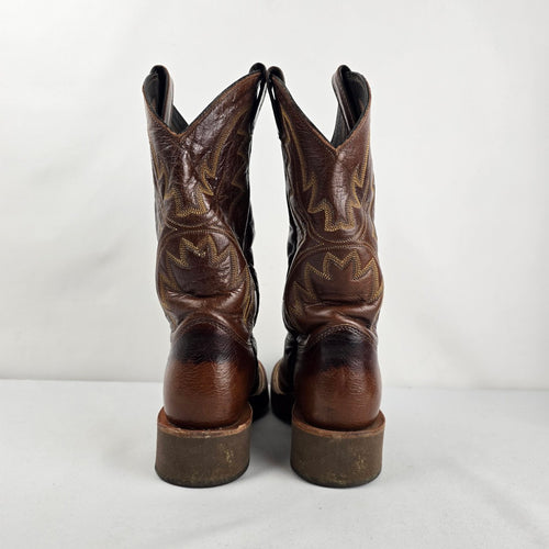 Justin Women’s Brown Ostrich Quill Western Cowboy Boots Size 6.5